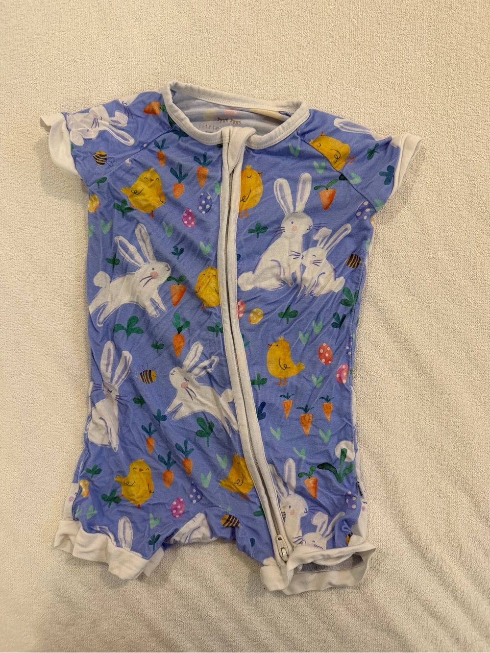 Little Sleepies Bunny Patch 3-6M shorty zippy